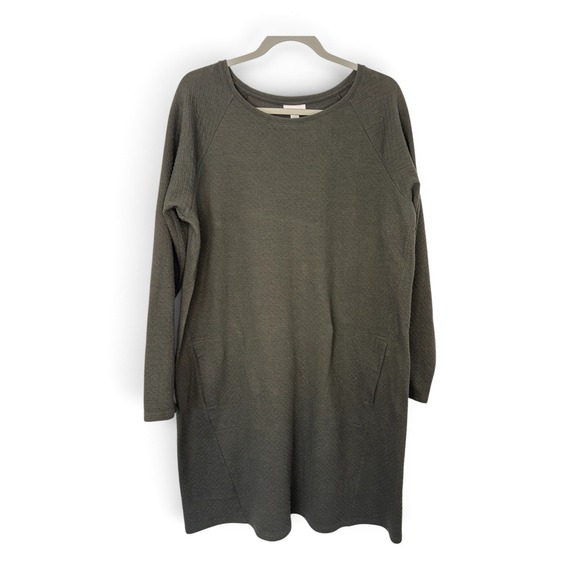 J. Jill Dresses & Skirts - Pure Jill J.Jill Women's L Charcoal Textured Cotton Tunic Dress Pockets